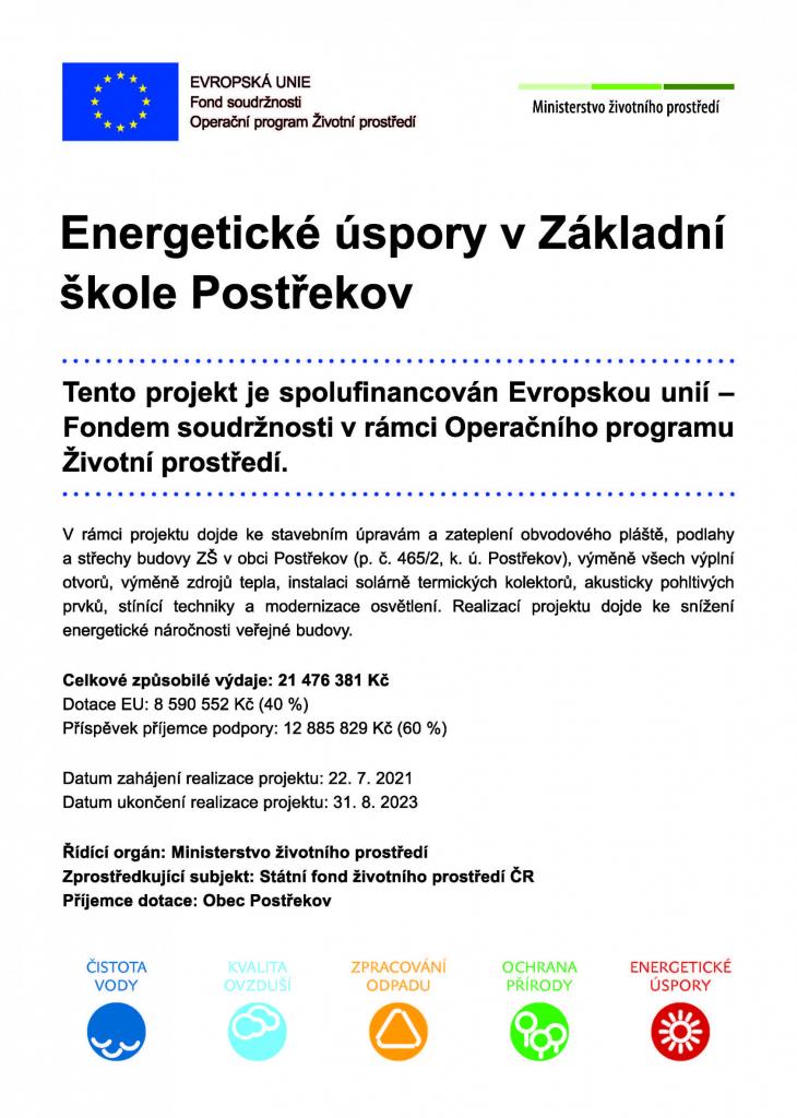 Energetické úspory v základní škole Postřekov